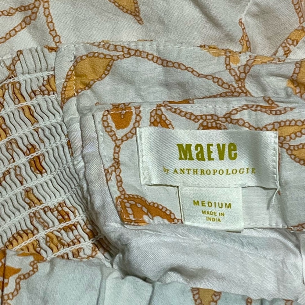Anthropologie Maeve 100% Cotton Floral Sundress - Orange on White Print - Lined - Picture 3 of 8